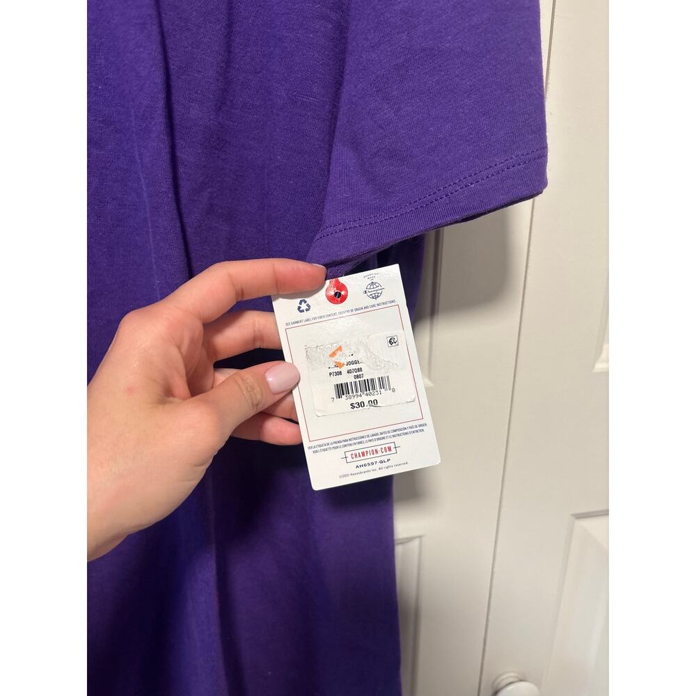 Champion Purple T-Shirt Men’s 2XL Big Logo Short Sleeve Crew Neck NWT Cotton - Picture 5 of 5